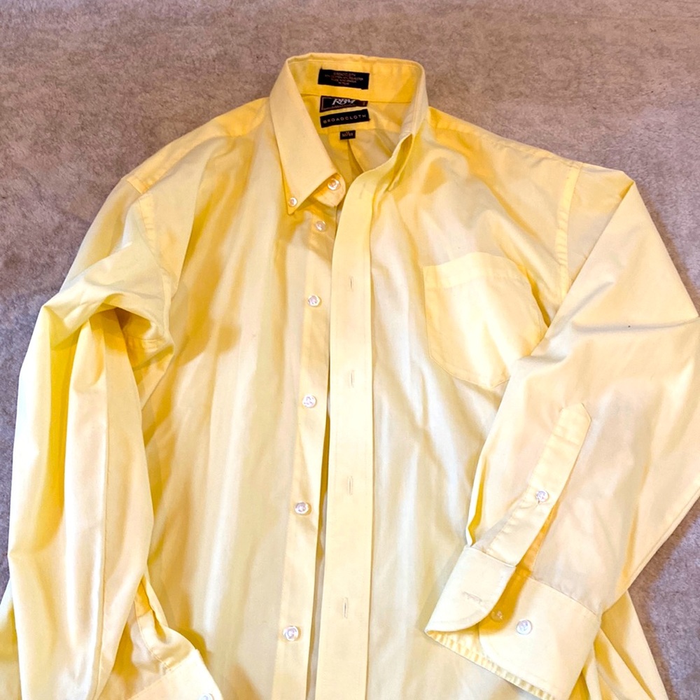 Rbm collection mens button down yellow cotton blend shirt. Size 17